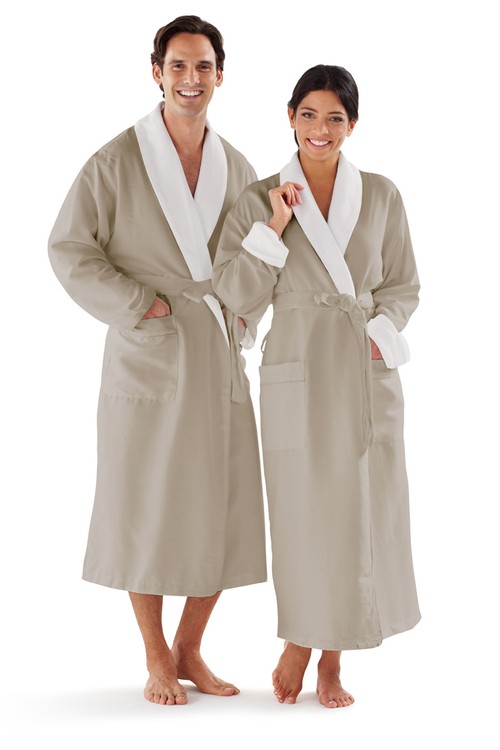 Microfiber Shawl Collar Bathrobe w/ french terry lining 2