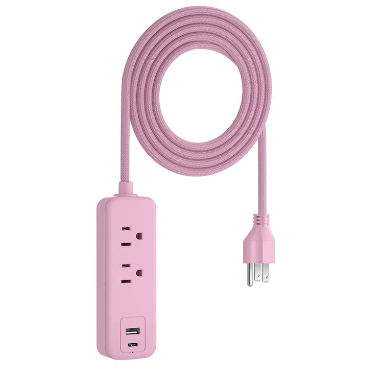 2 Outlet Surge Protectors1 USB-C &1 USB-A - 5' Cable Pink 2