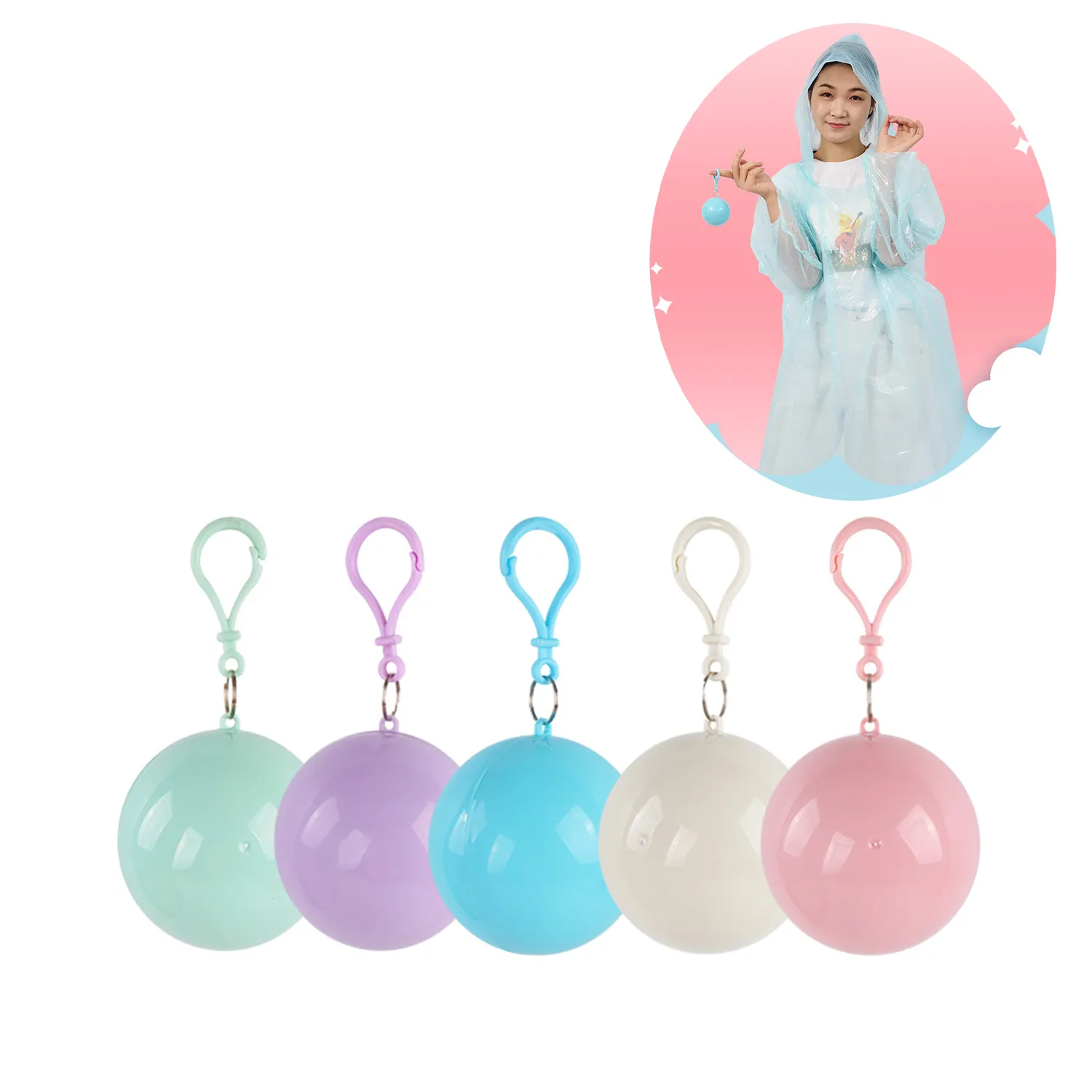 Disposable Portable Raincoats Hooked Poncho Ball 2