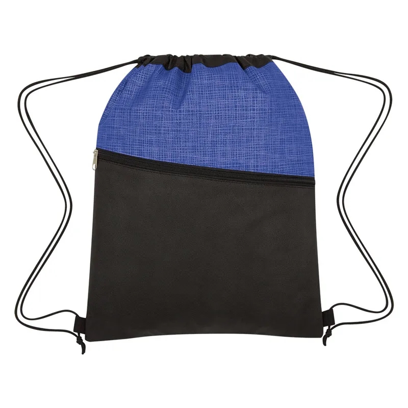 Crosshatch Two-Tone Non-Woven Drawstring Bag 2