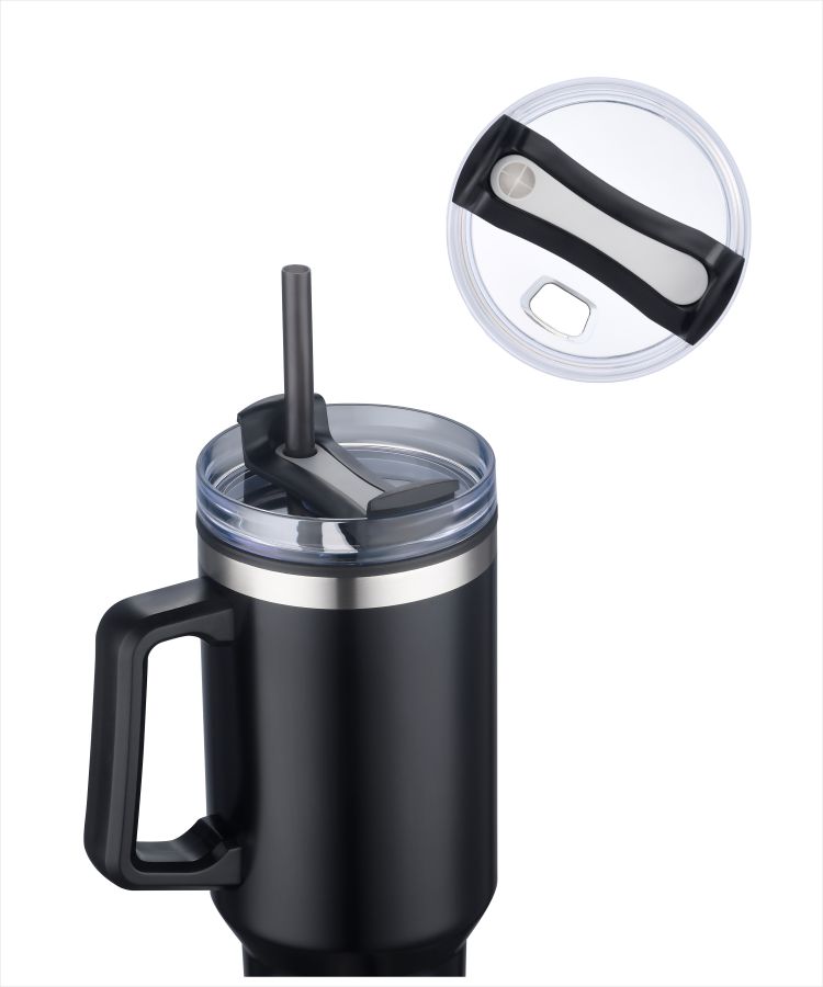 Union Printed - 40 Oz. Double Wall Insulated Travel Mug w/ Handle and Straw - Full Color Print 3