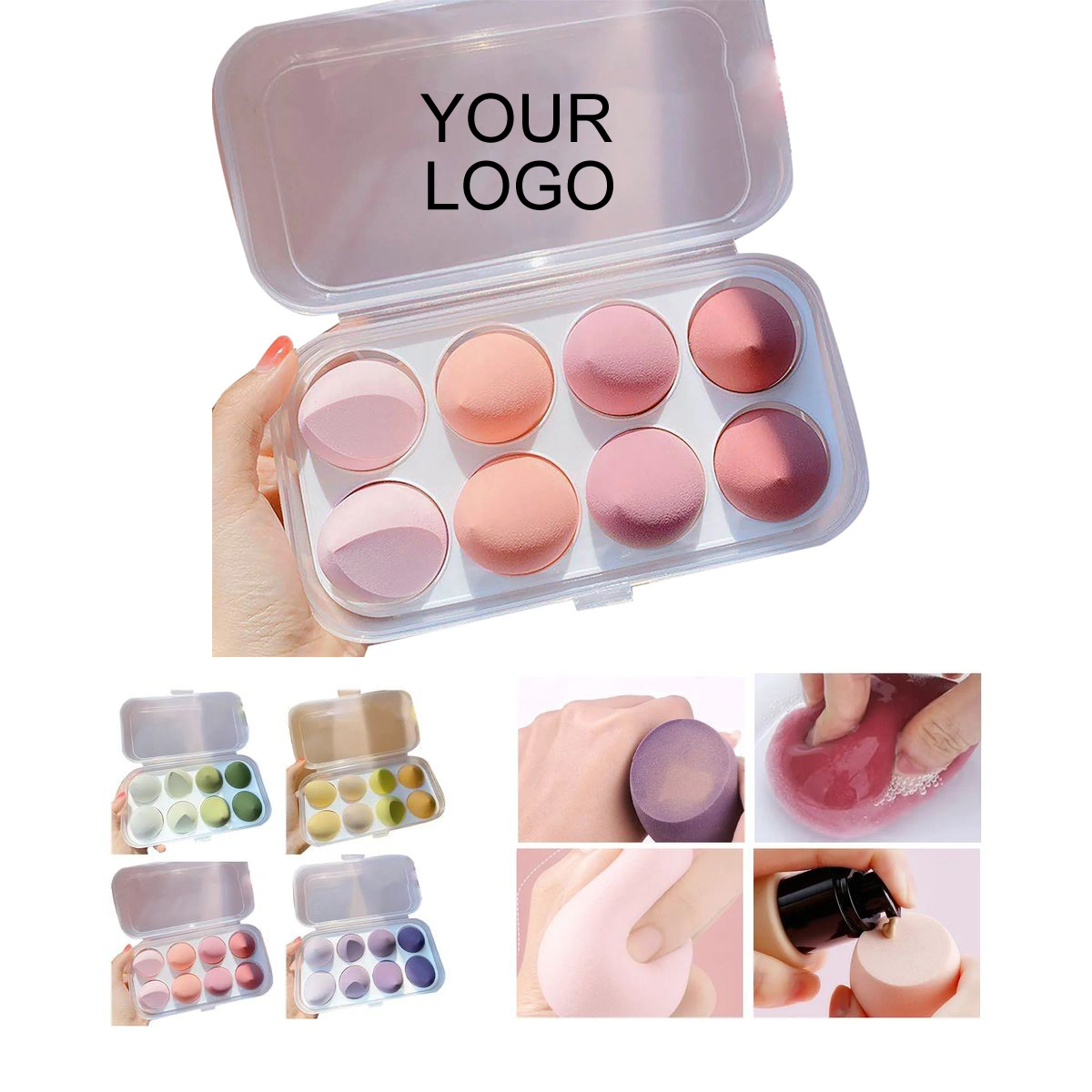 Makeup Sponge Set 4.73" x 3.15" with Non-Latex Sponges and Dust-Proof Box 2