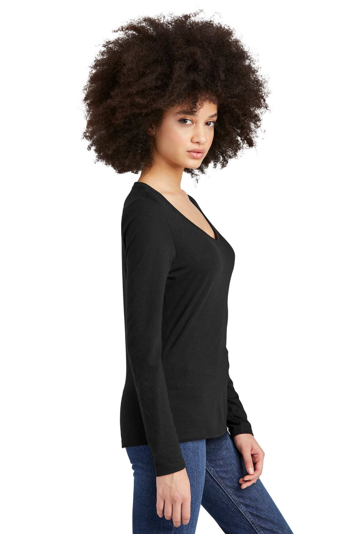 District Women's Perfect Tri Long Sleeve V-Neck Tee DT135 61