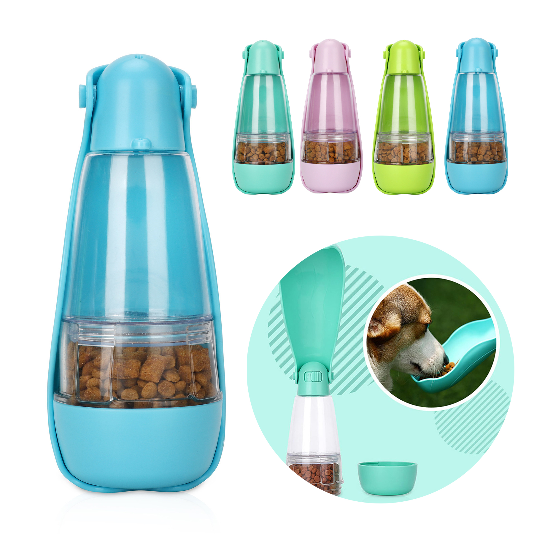 Portable Pet Water Bottle with Food Container
