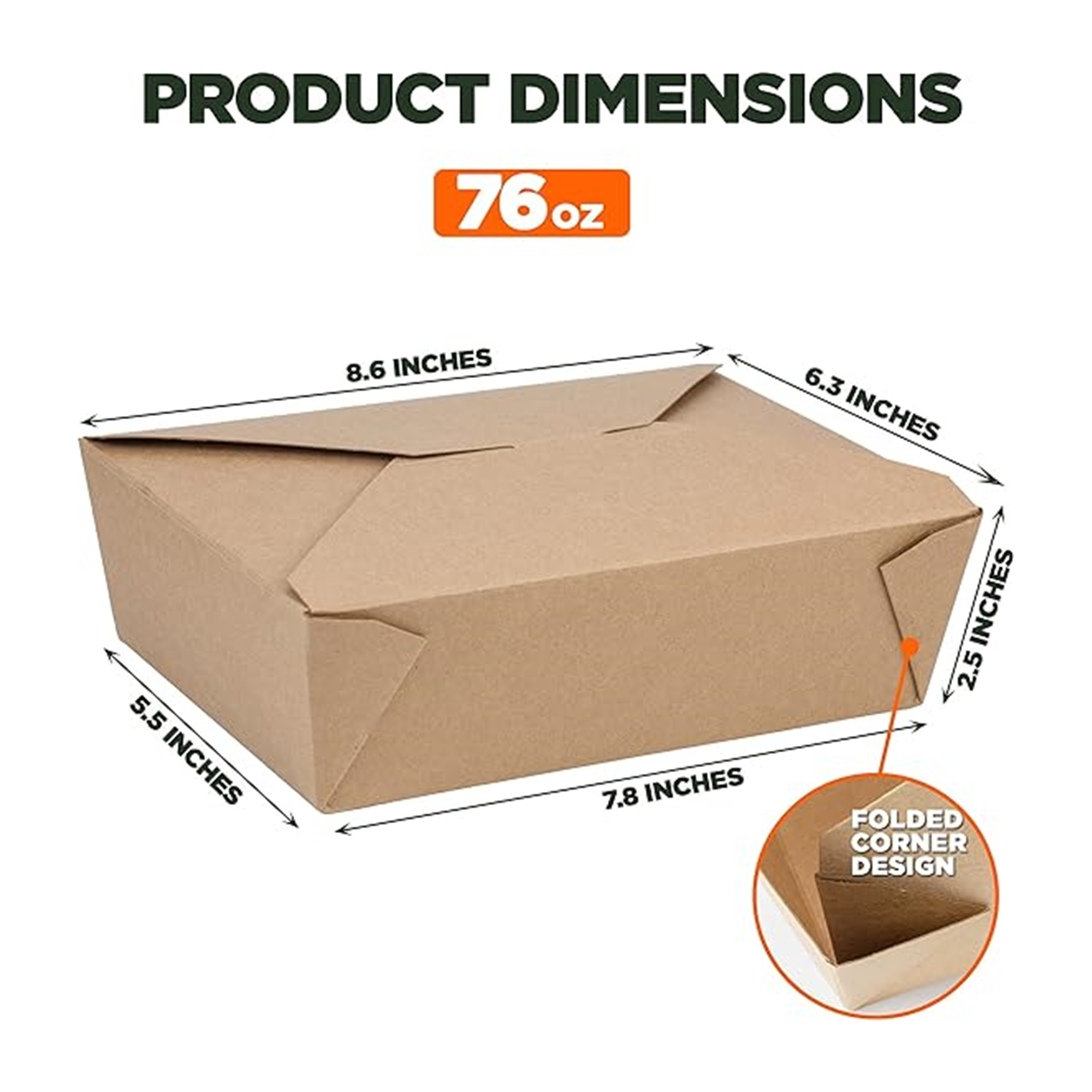 76 oz Disposable Kraft Paper To Go Boxes For Food 3