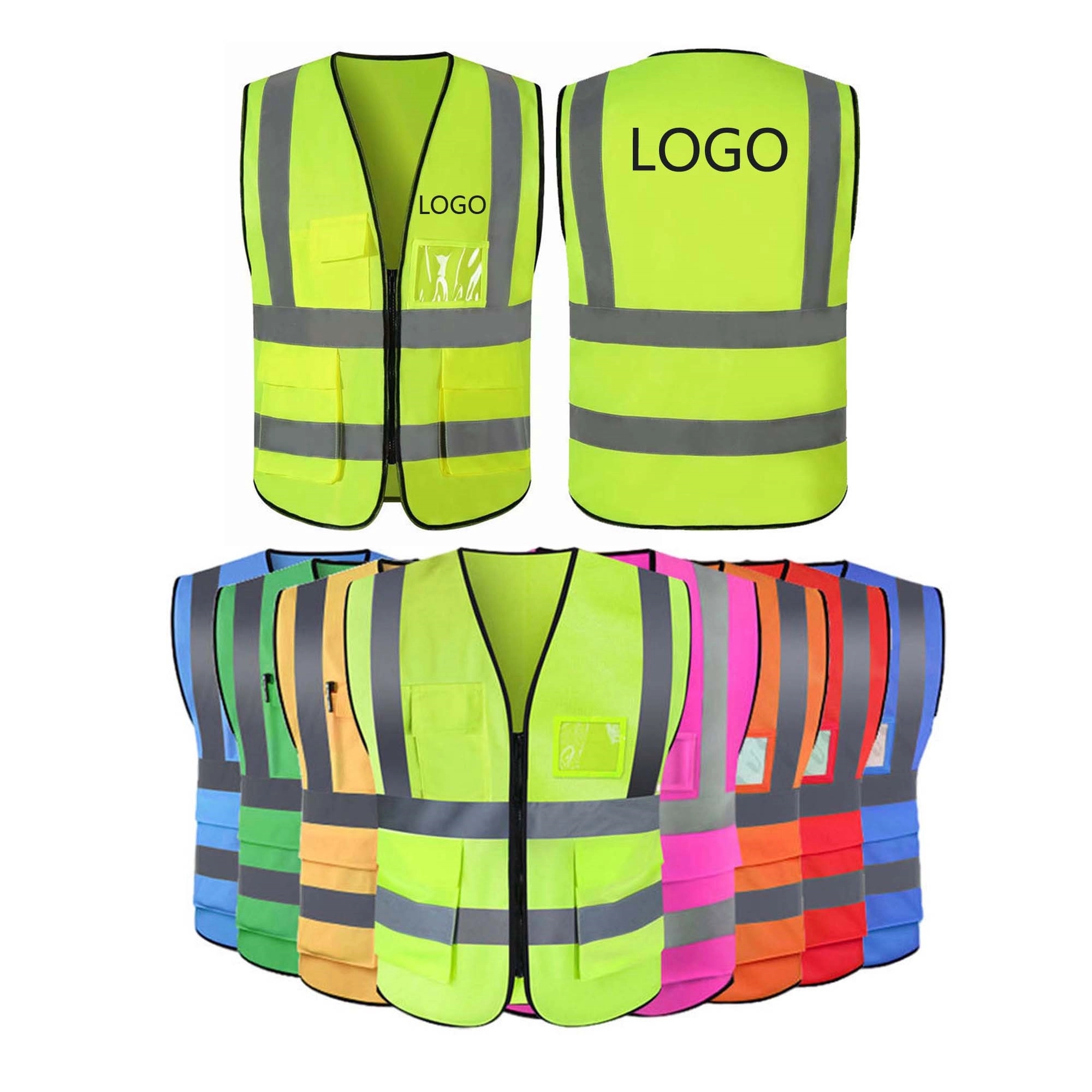 Reflective Safety Vest with Pockets and Zipper Front 5