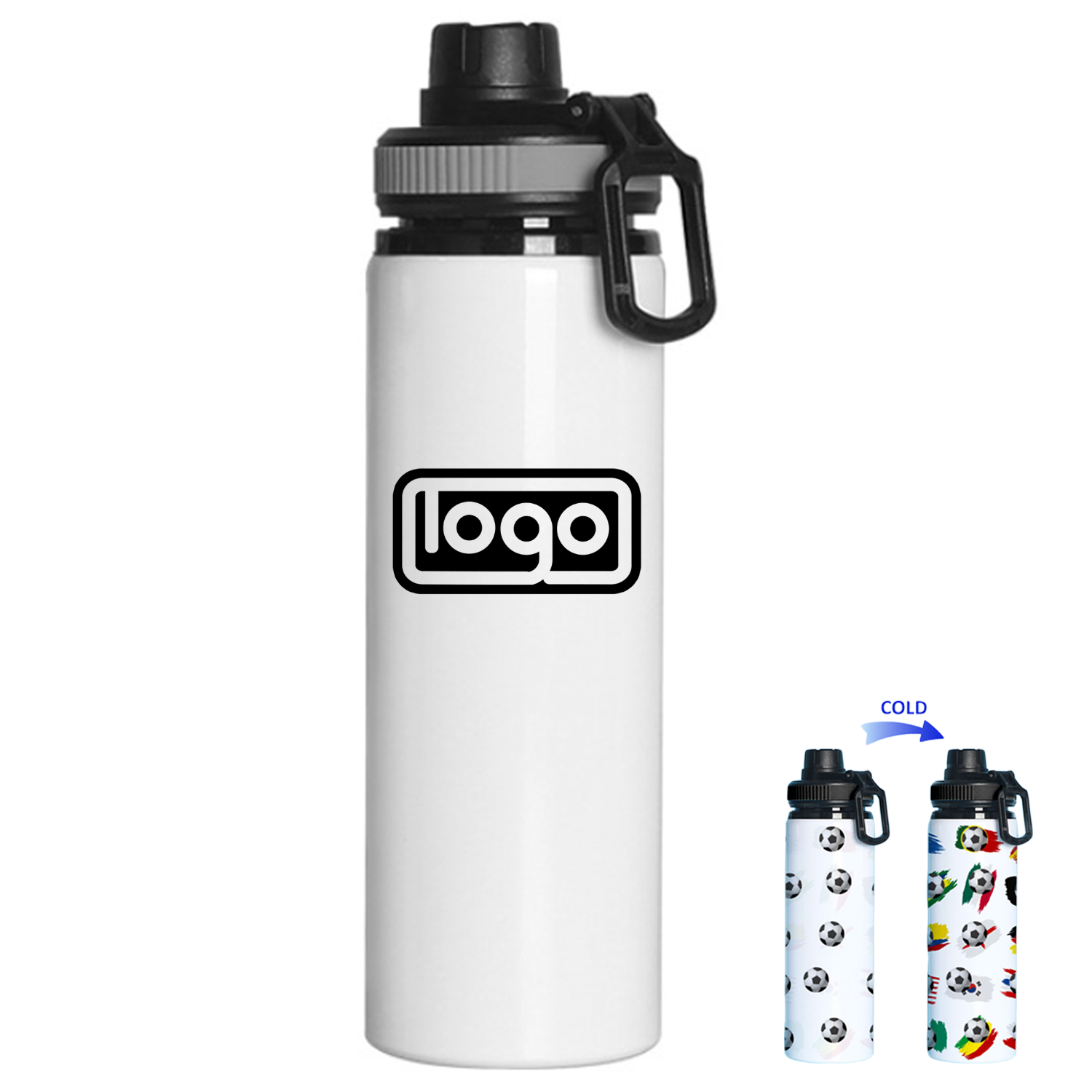 25oz Soccer Color Change Aluminum Water Bottle 2