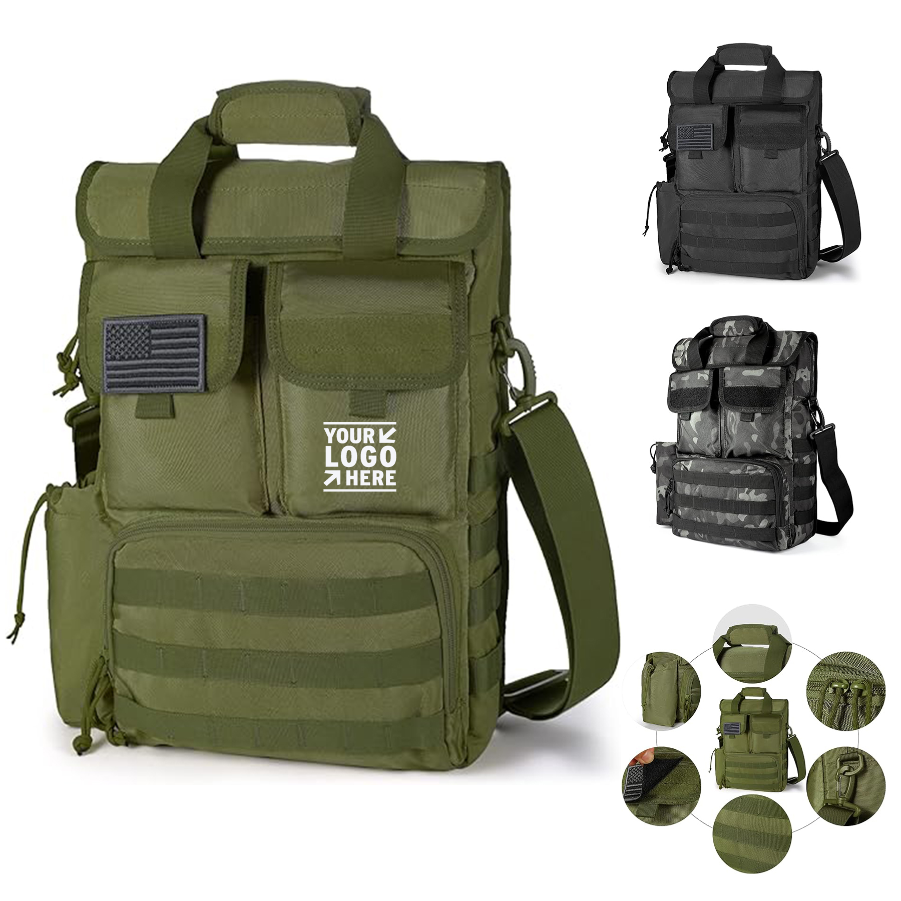 15.6 Inch Men Tactical Briefcase Military Laptop Messenger Bag Shoulder Crossbody Handbag