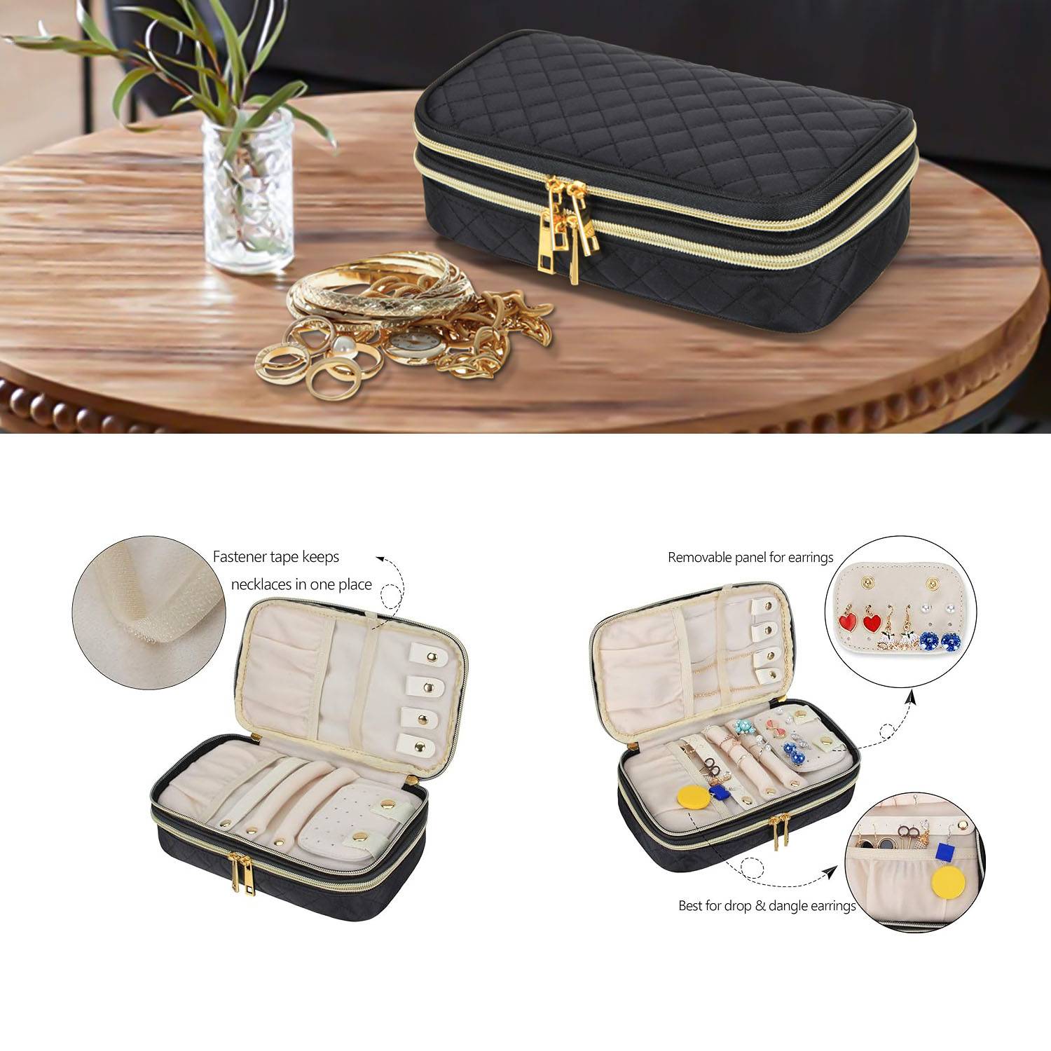 Double Layer Jewelry Organizer Necklaces Earrings 4