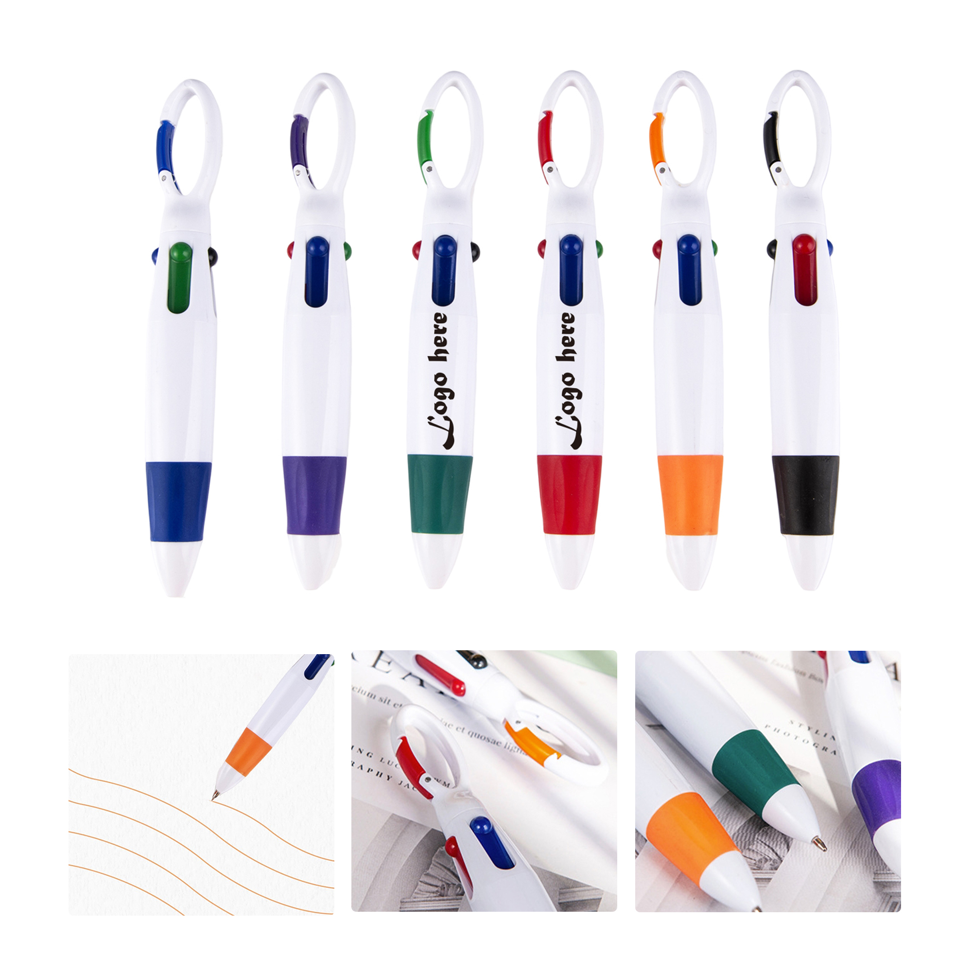 MOQ50 Climbing Buckle 4 Color Ballpoint Pen With Custom Logo 2