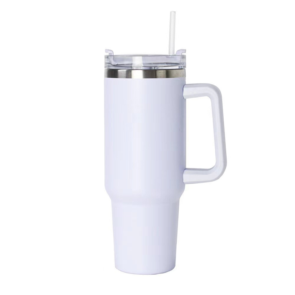 40 oz Vacuum Stainless Steel Tumbler W/ Handle & Straw 6
