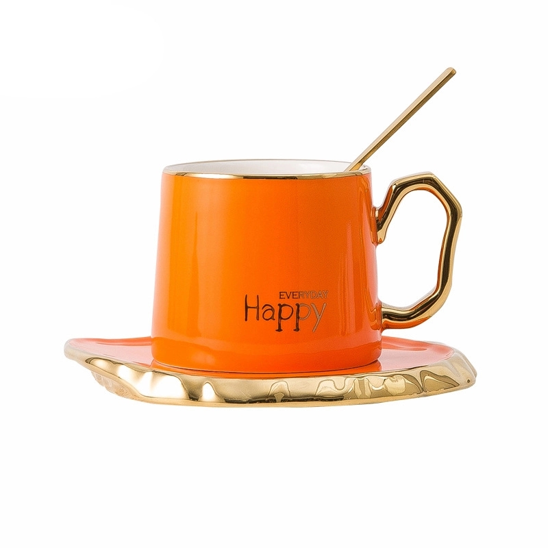 Custom 6 oz Ceramic Coffee Mug Saucer Set 5