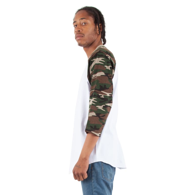 Shaka Wear Adult Three-Quarter Sleeve Camo Raglan T-Shirt 11