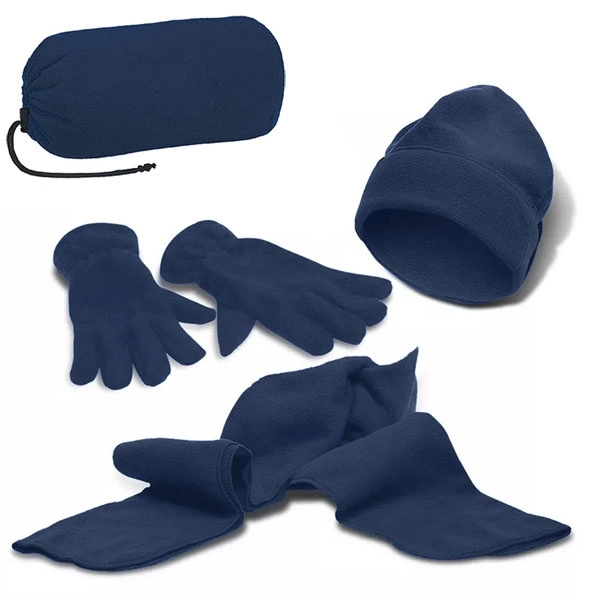 Fleece Winter Set - Beanie, Gloves, Scarf with Pouch 3
