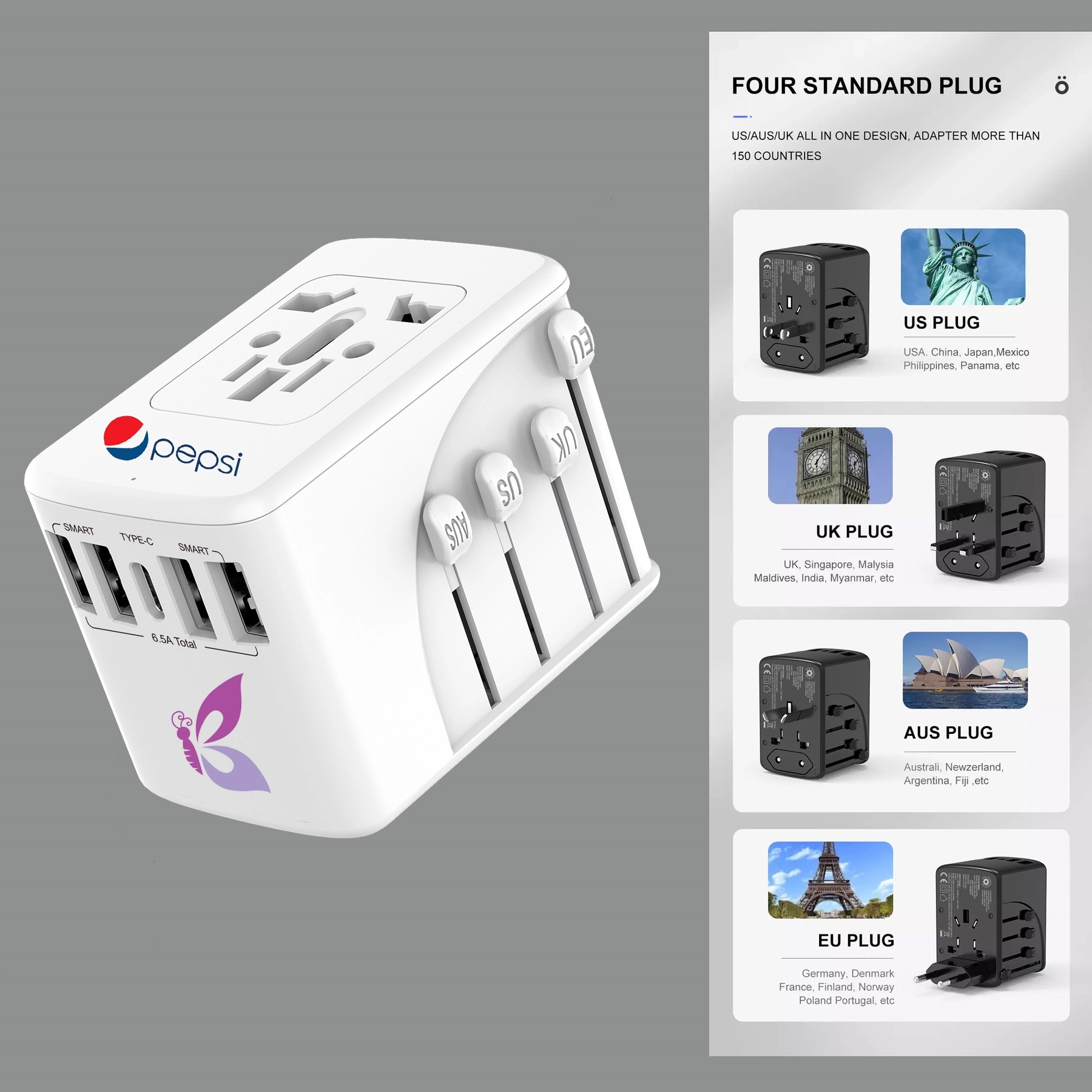 Hot Selling Portable Universal Travel Adapter Plug with Logo 3