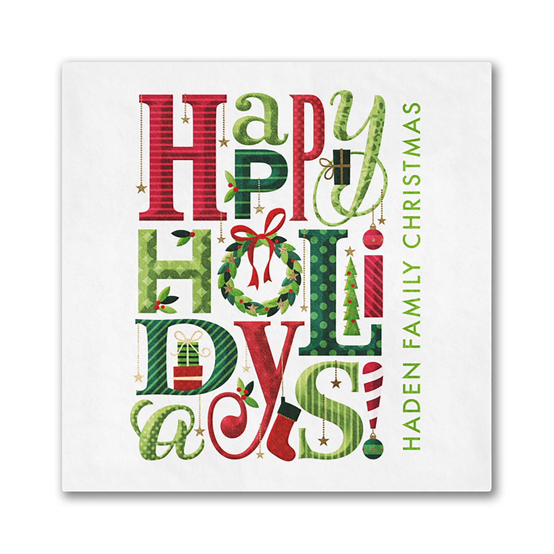 Happy Holiday Typography Beverage Ooh La Color Napkin 1