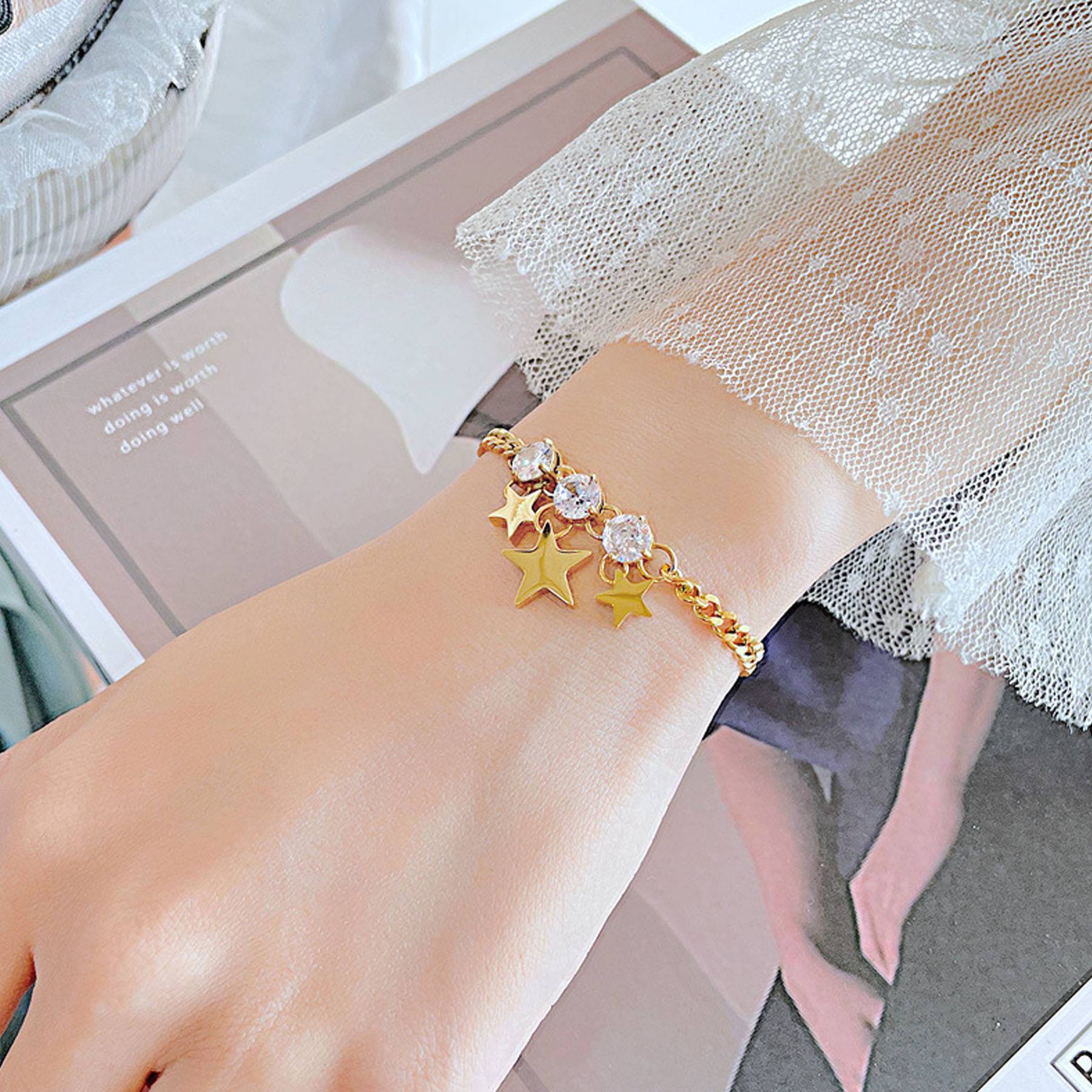 Five pointed star titanium steel bracelet 2