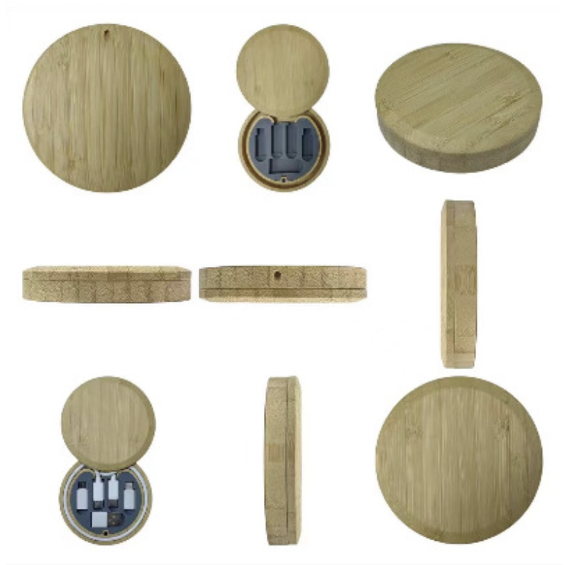 Bamboo Storage Box with Fast Charging Cable Kit 3
