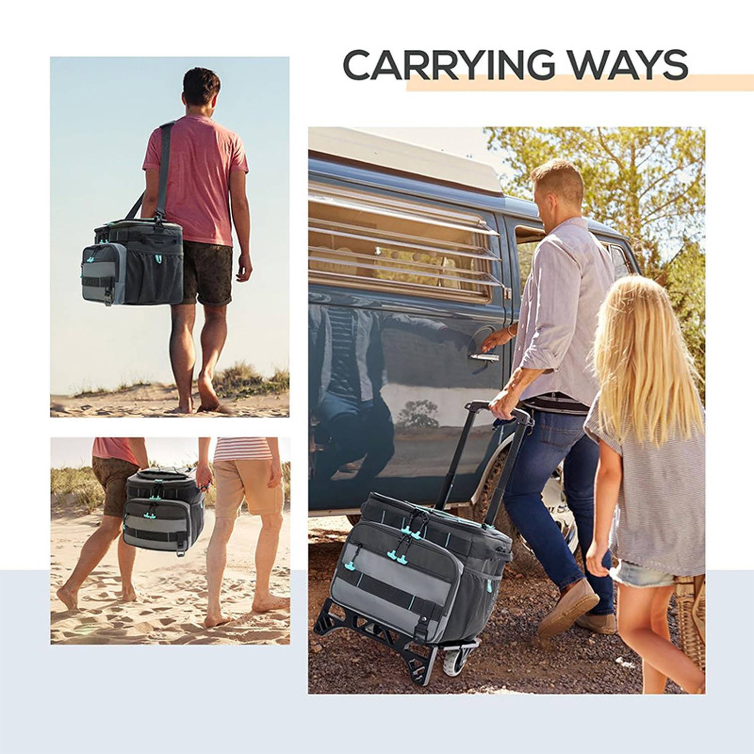 48-Can Collapsible Cooler Trolley Bag with Wheels 5