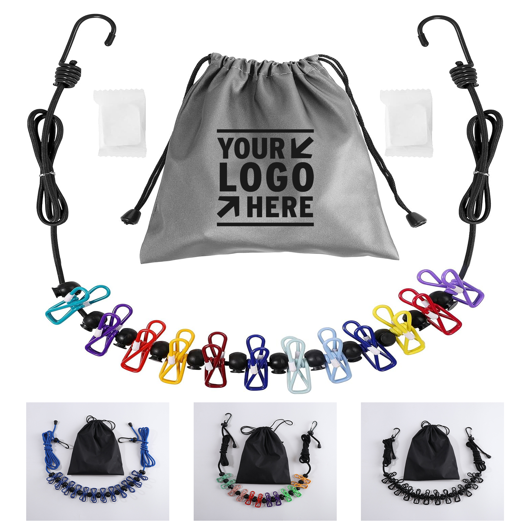 Portable Retractable Travel Clothesline with 2 Compressible Towels 12 Clothespins  2