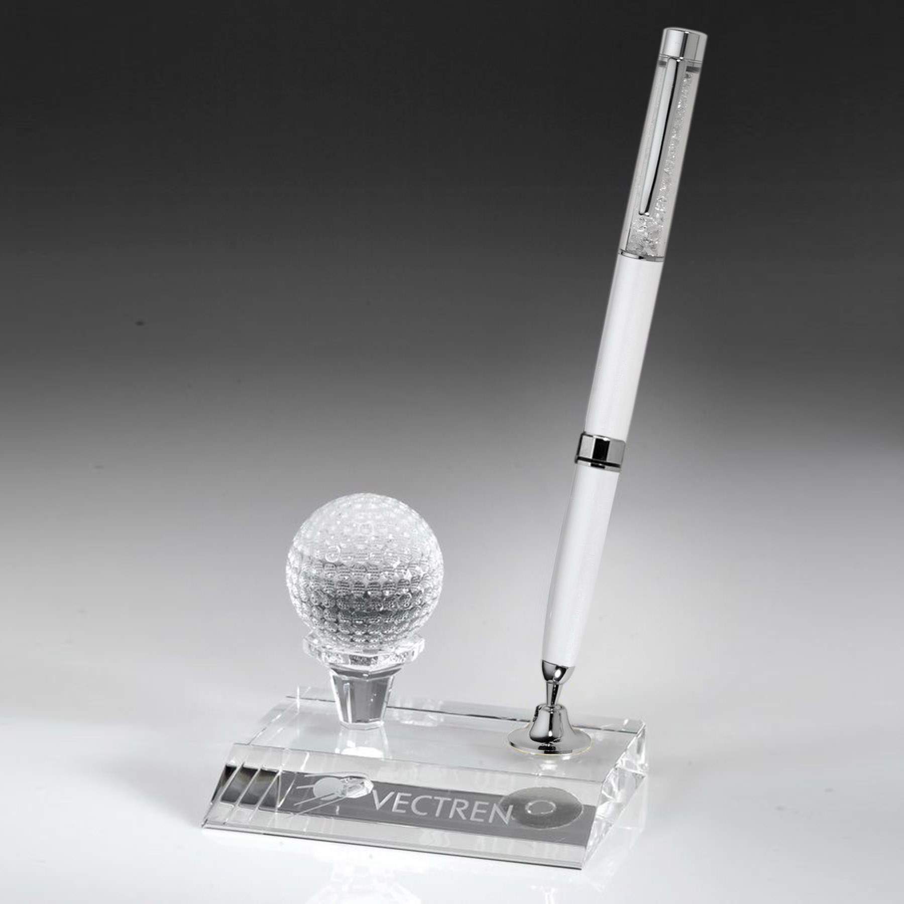Desktop, Award-Crystal Golf Pen Set w/ White Ballpoint Pen_D701CA 2