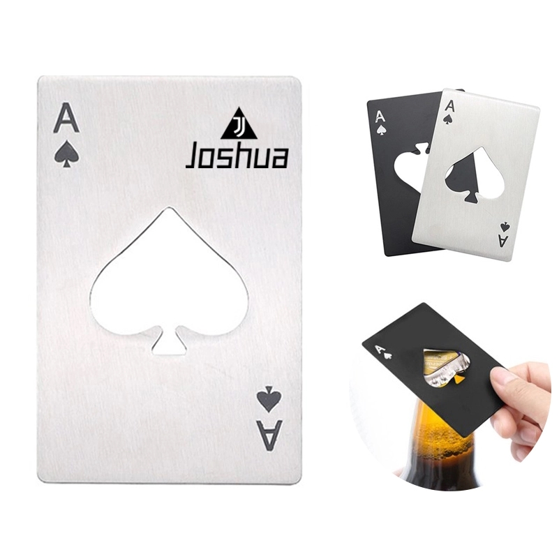 Poker Shaped Credit Card Size Stainless Steel Bottle Opener 3