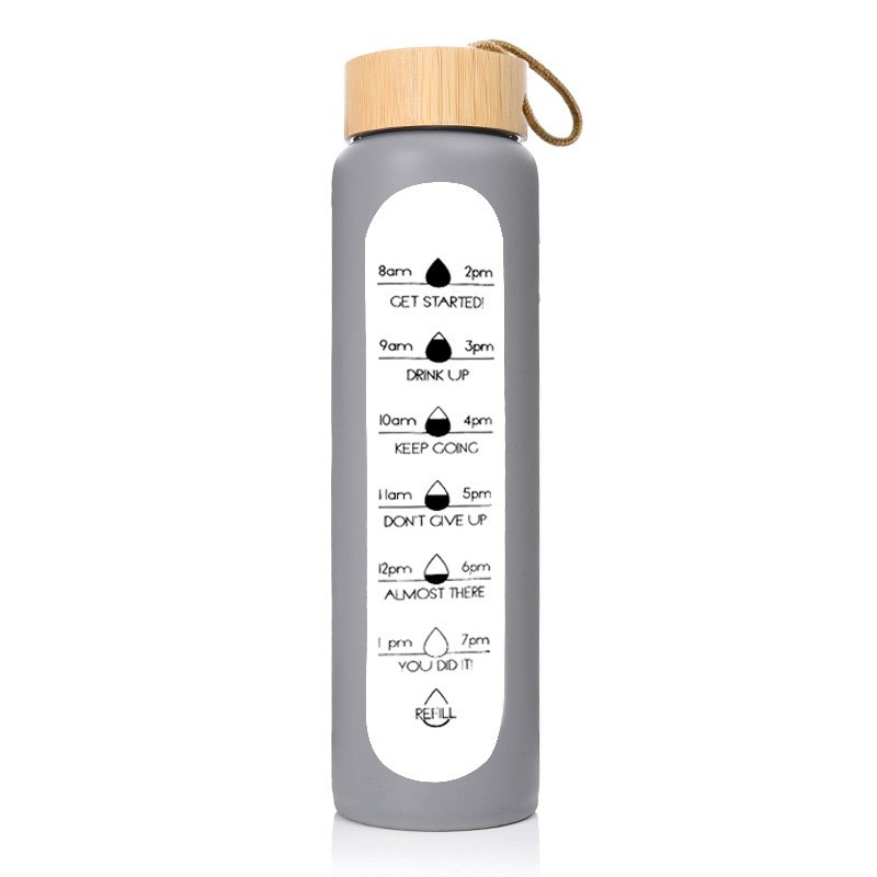 32oz Reusable Glass Bottle w/ Time Mark 3