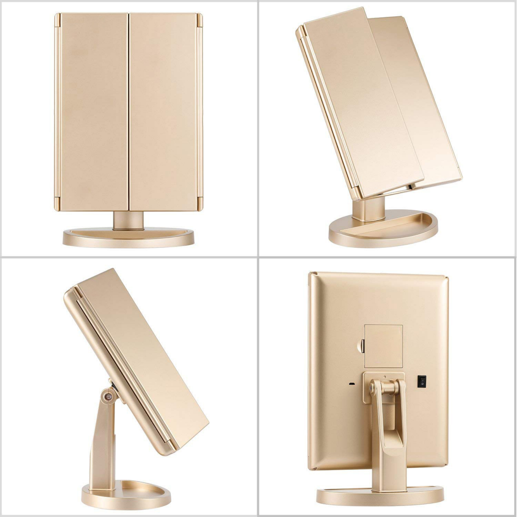 Tri-Fold Lighted Vanity Make Up Mirror Touch Screen 3X/2X/1X 7