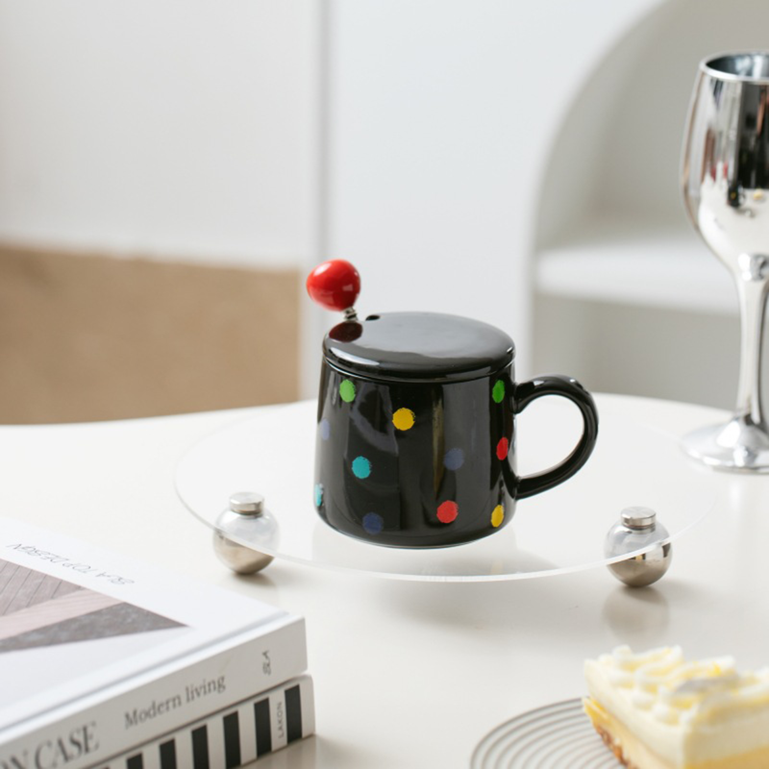 Cute Ceramic Cup With Lid And Spoon Novelty Mug 5