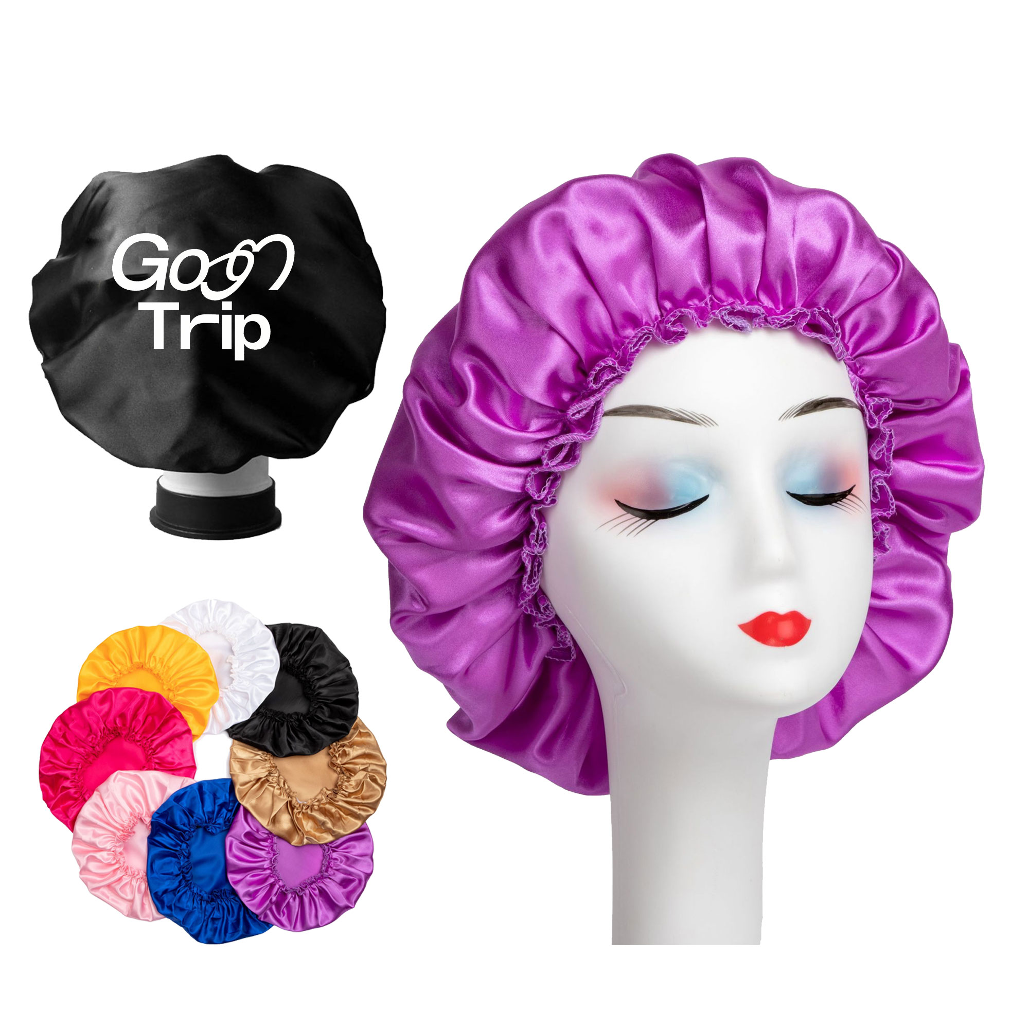 Double Layered Satin Shower Cap 3