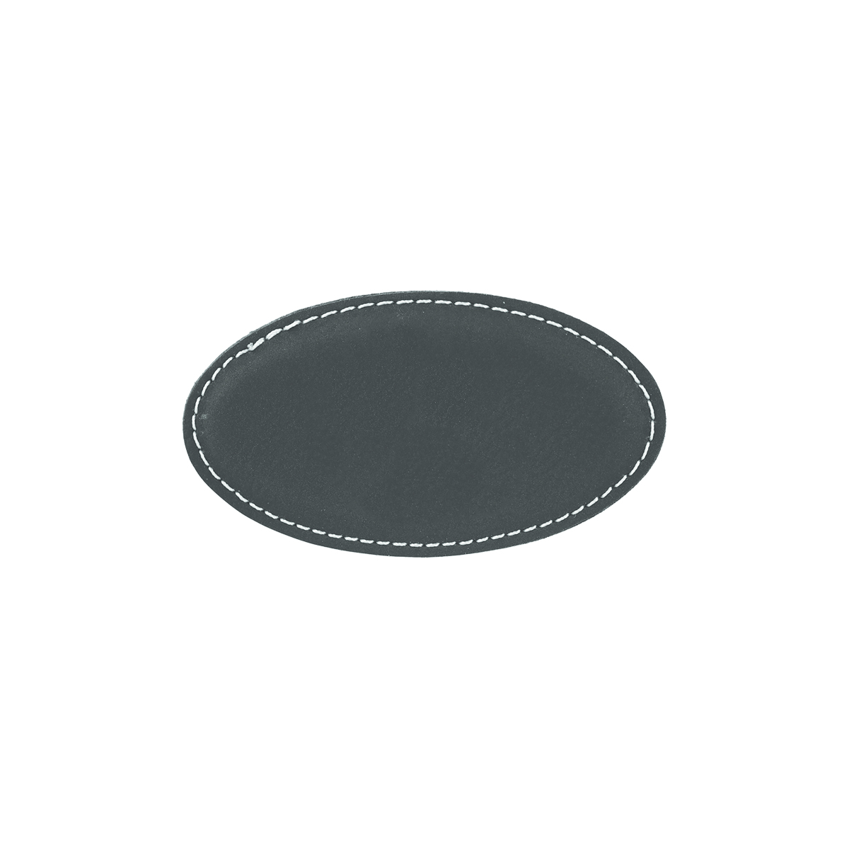 3 1/4" x 1 3/4" Black/Silver Leatherette Oval Badge w/ Magnet 2