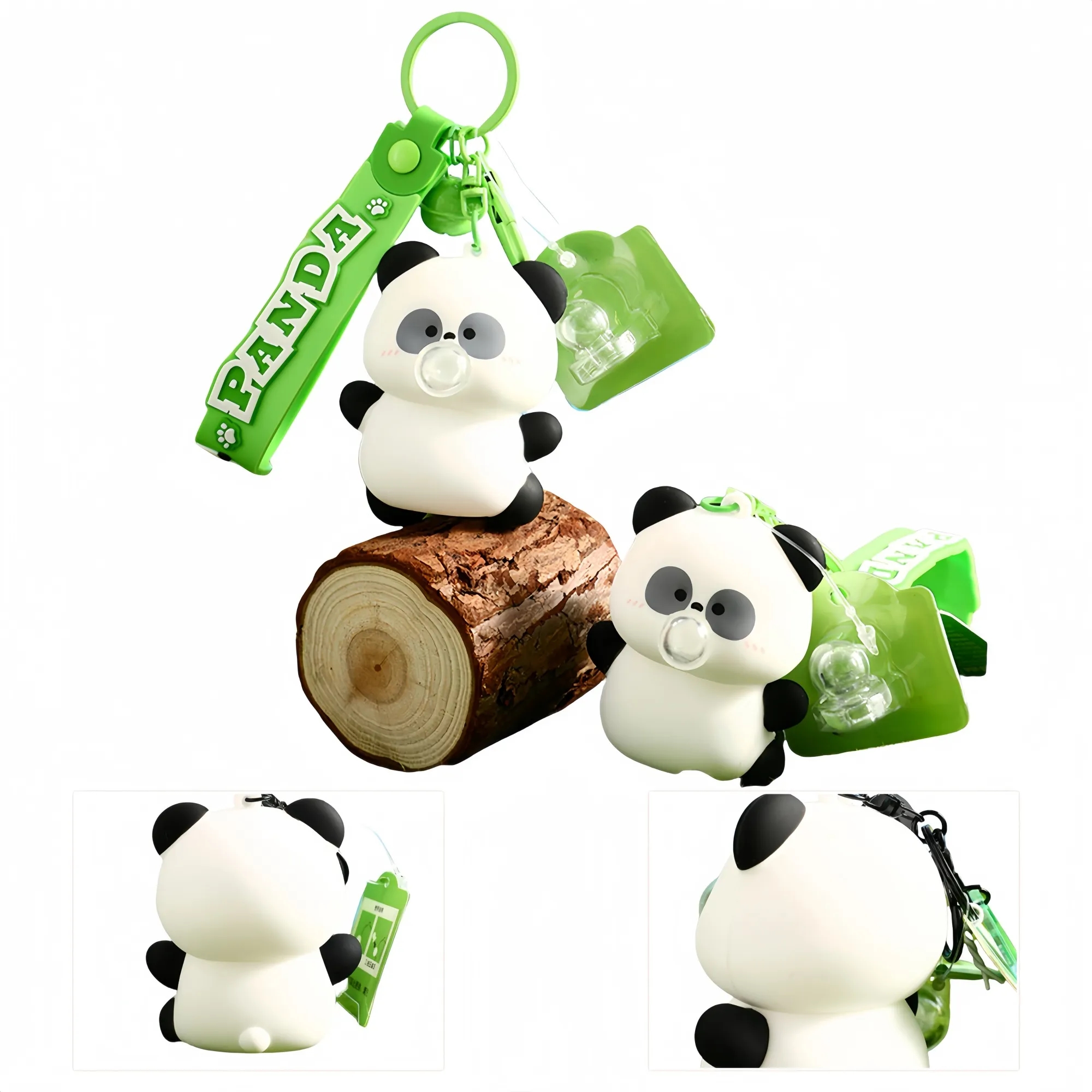 Silicone Bubble-Blowing Panda Keychain 3