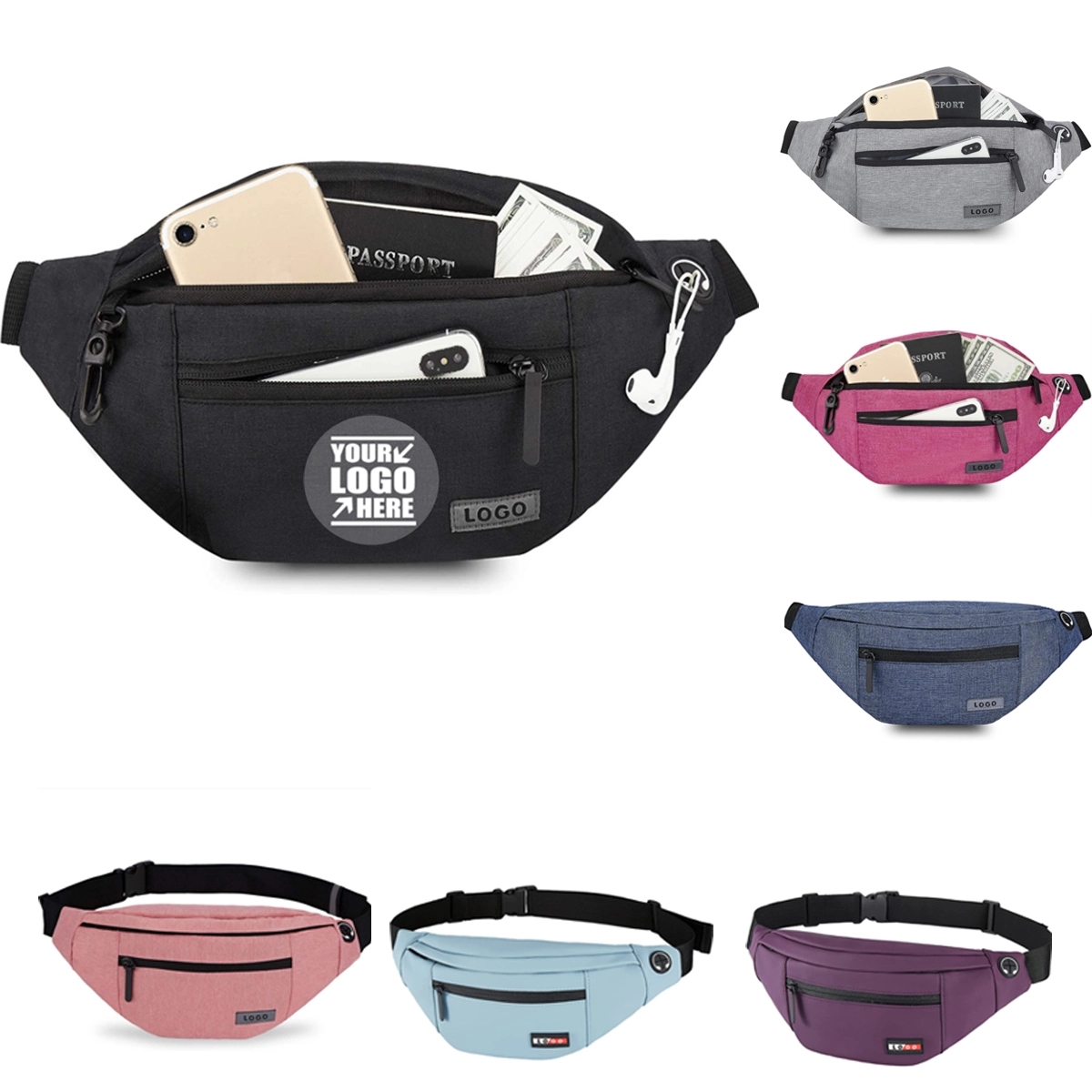 Custom 4-Zipper Pocket Travel Running Hands-Free Waist Pack 2