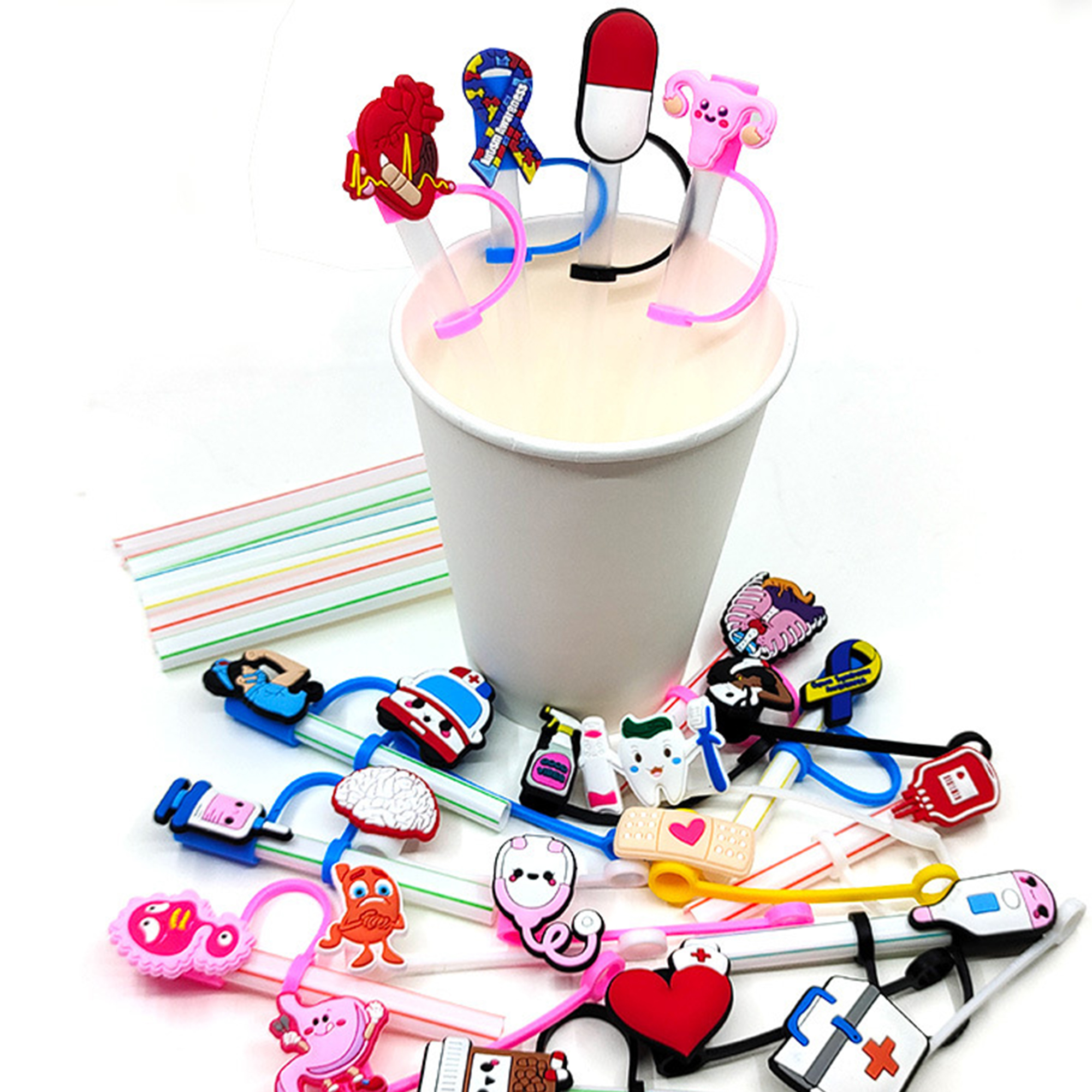 Silicone Toppers Straw Covers Caps Charm 2