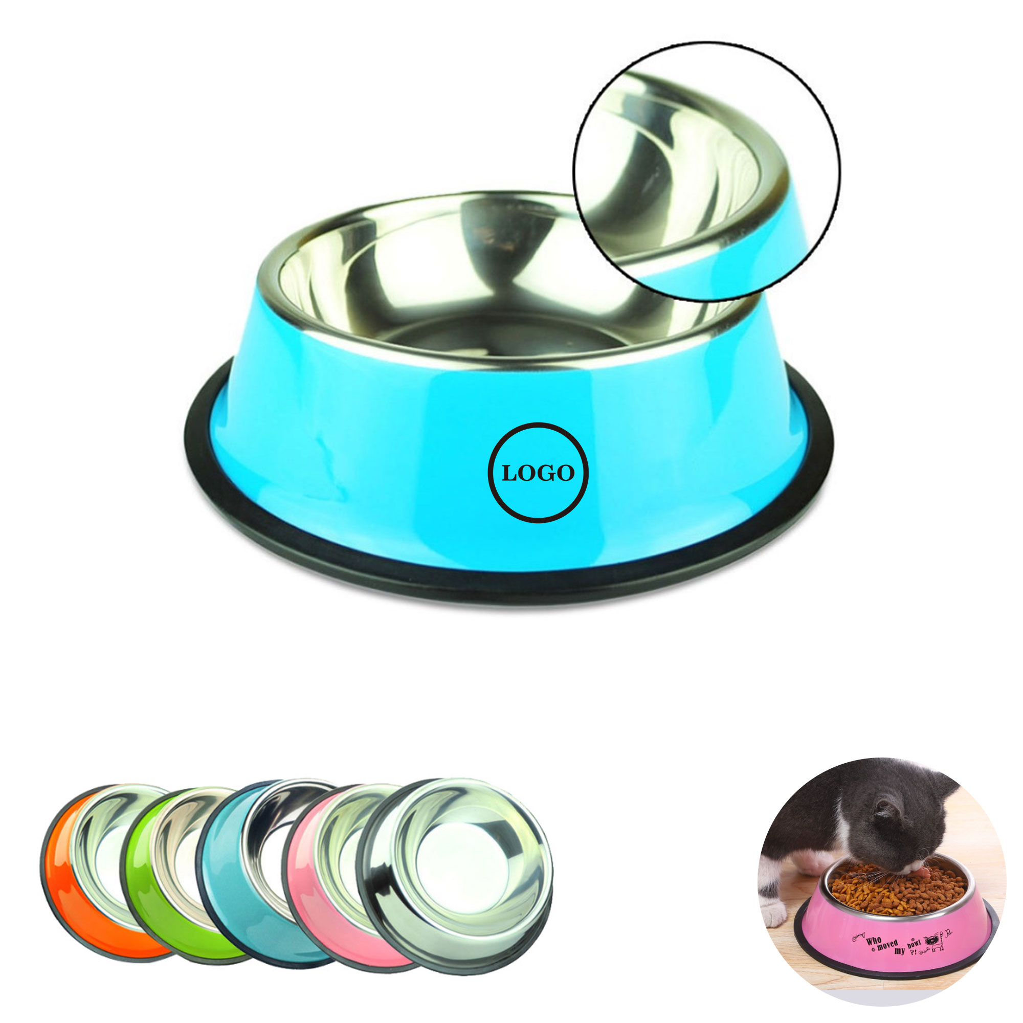 Stainless Steel Pet Bowl with Polished Rim 1
