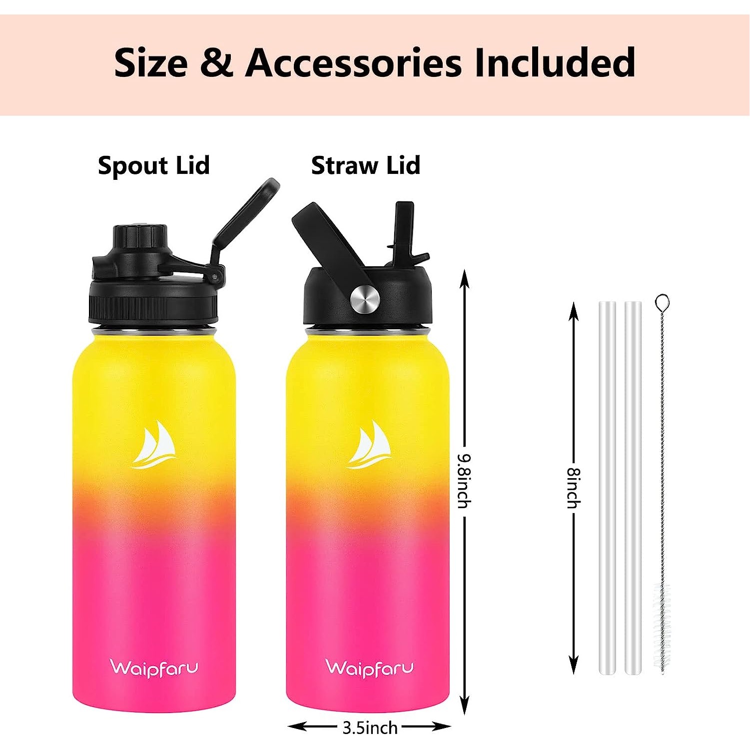 Colorful 32 oz Vacuum Insulated Stainless Steel Water Bottle with Straw Lid and Flex Cap, custom water bottle with logo imprint 4