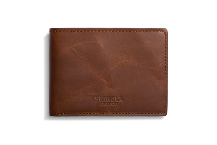 Shinola Slim Bifold Wallet - Medium Brown Navigator Leather 2