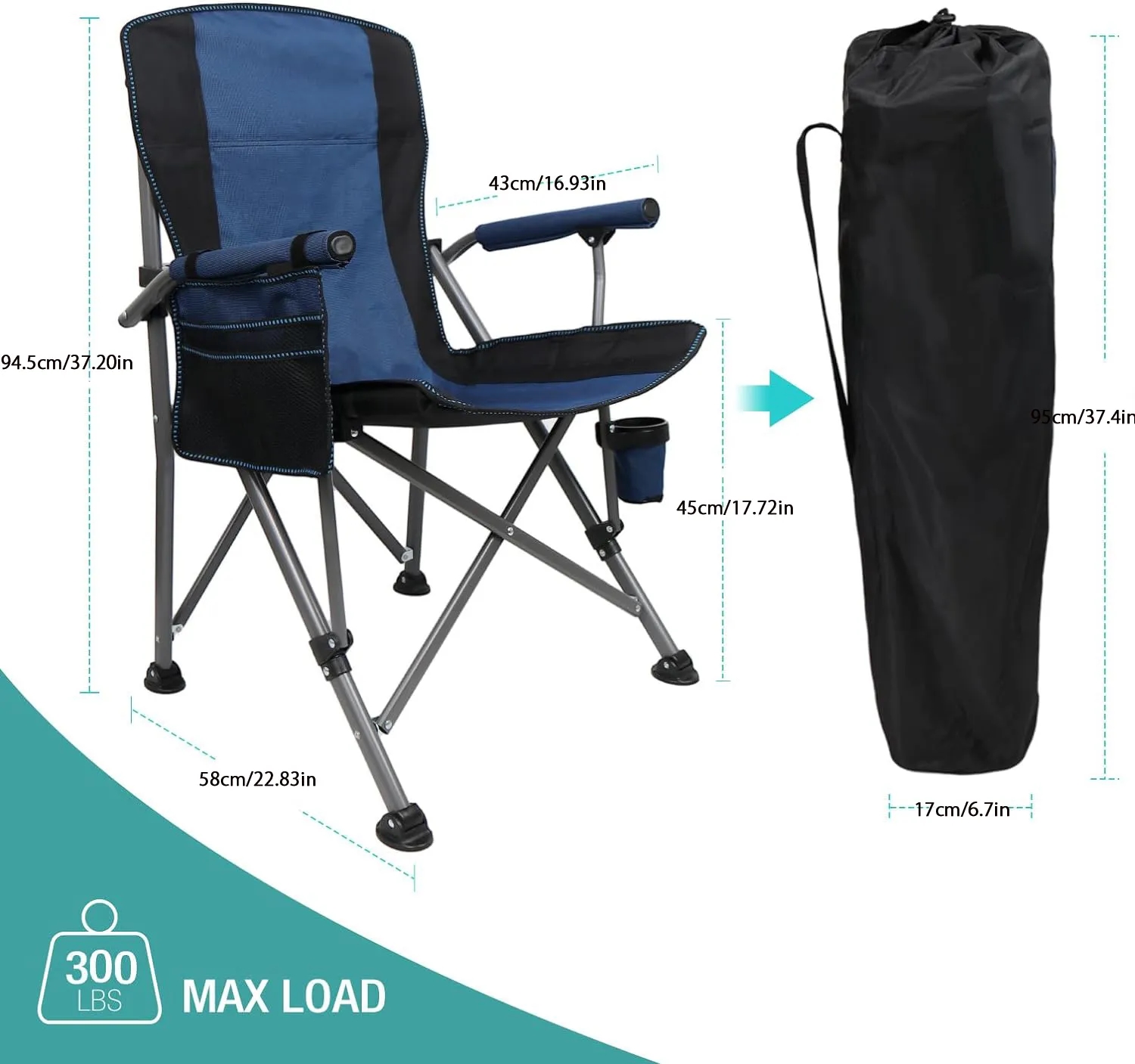 Folding Outdoor Camping Chair with carry Bag and Cup Holder 7
