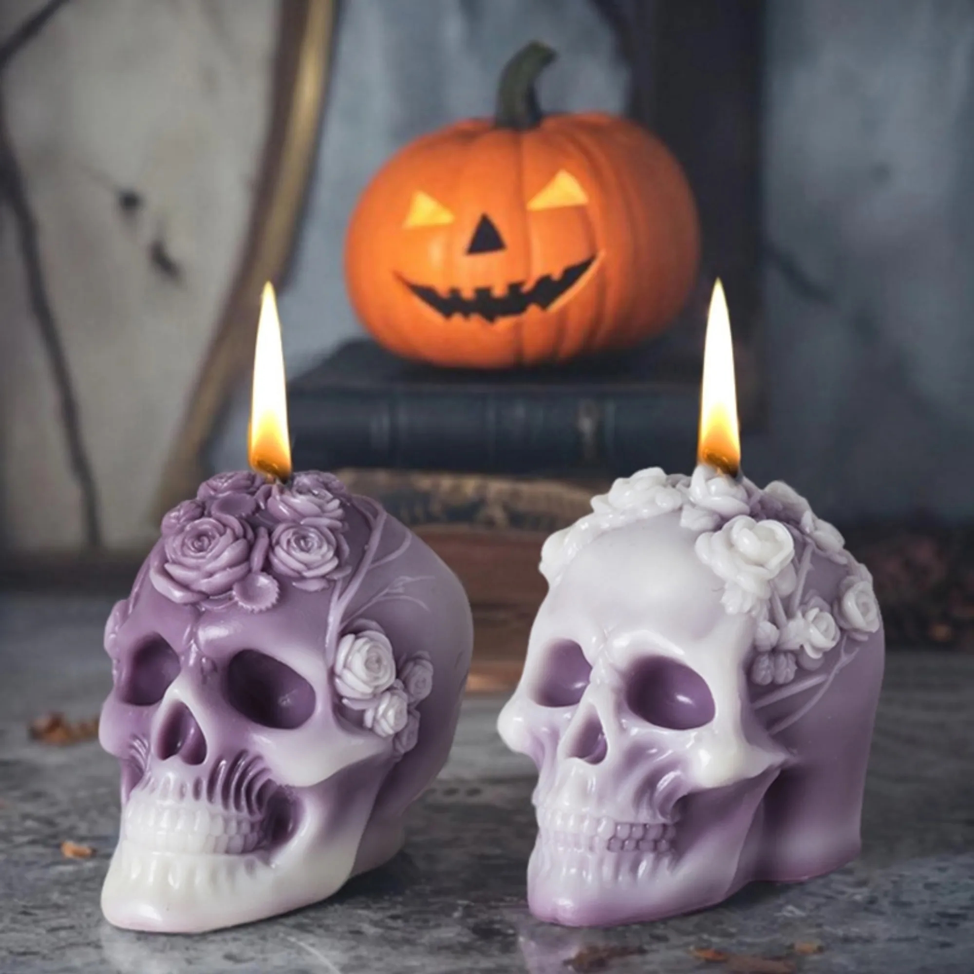 Rose Skull Silicone Mold Halloween Supply 4