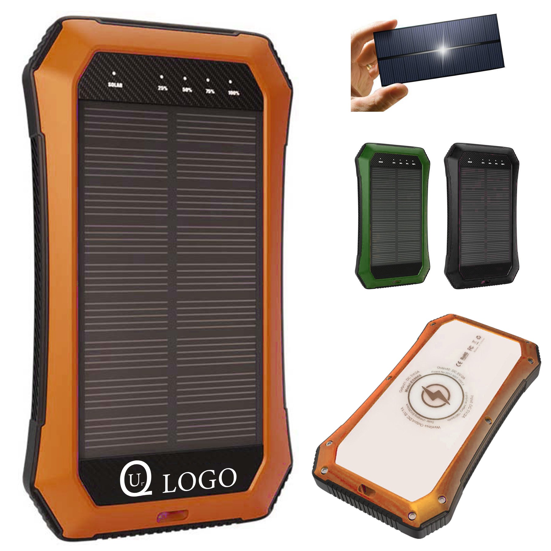 20000Mah Wireless Charging Solar Power Bank Flashlight 1