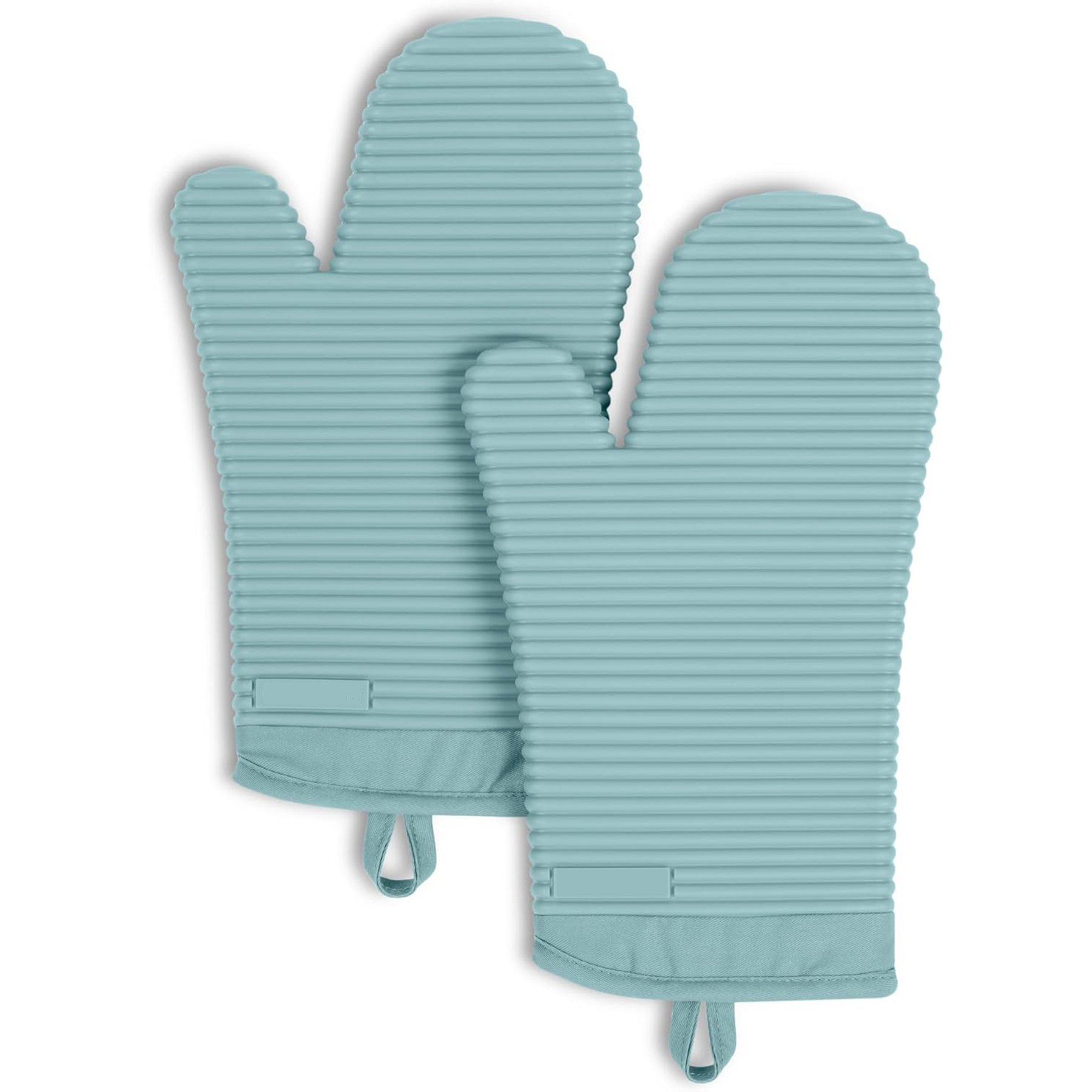 2 Pack Set Ribbed Soft Silicone Oven Mitts 15
