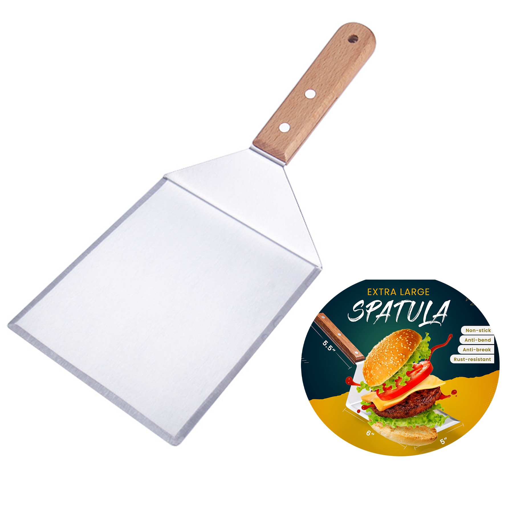 Extra Wide Spatula with Beveled Edges 2