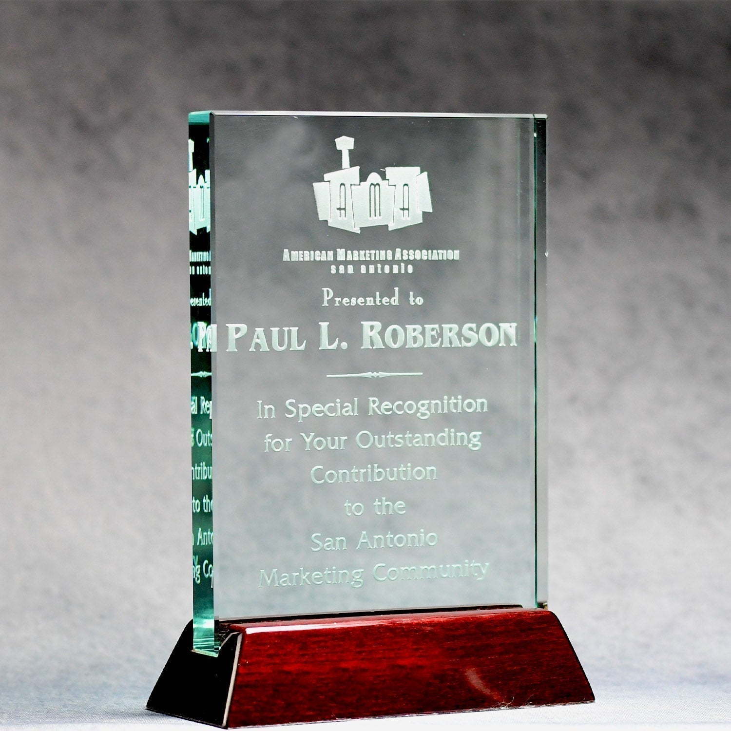 Jade Glass Plaque On Piano Base 3