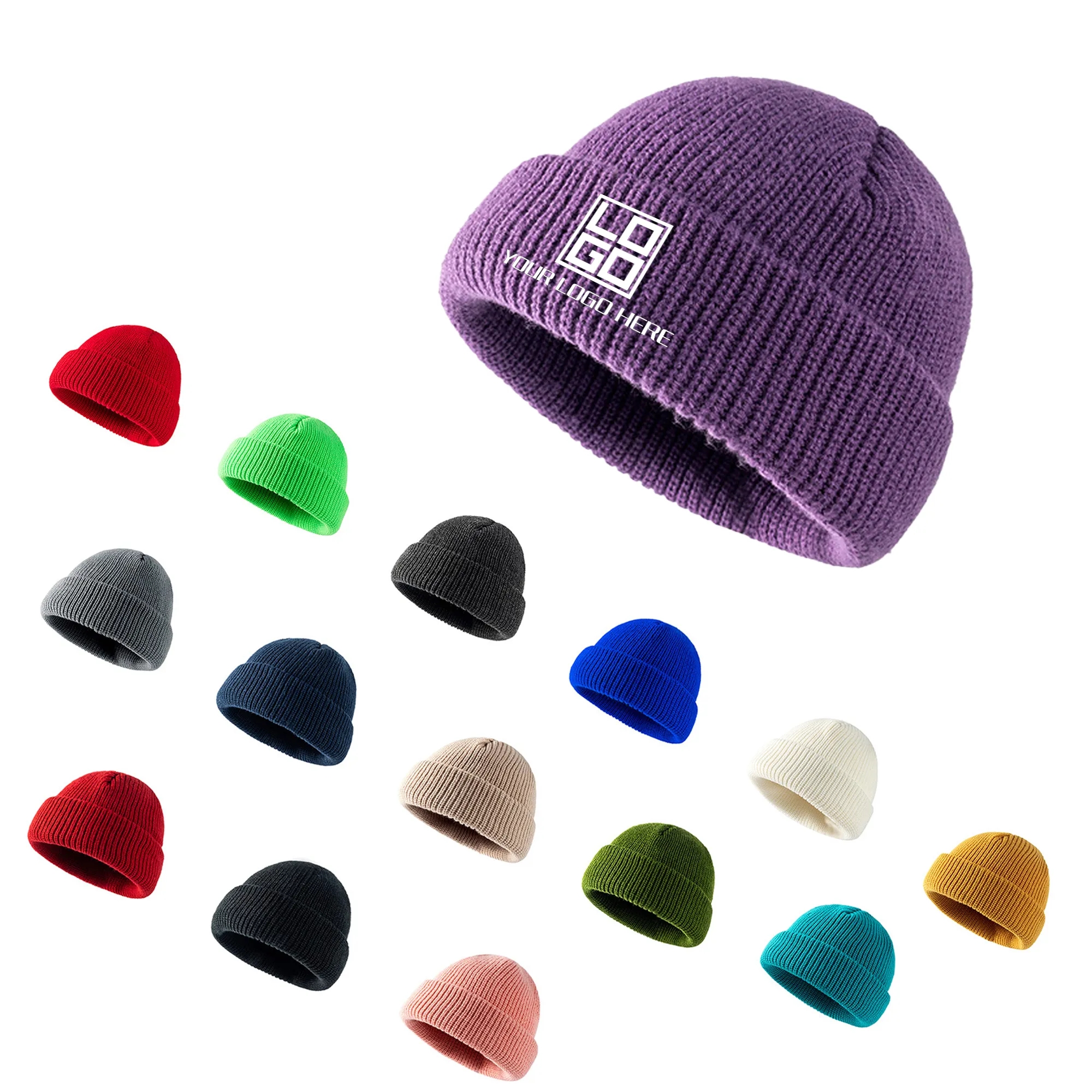 Ribbed Knitted Cuff Beanie MOQ20pcs 2