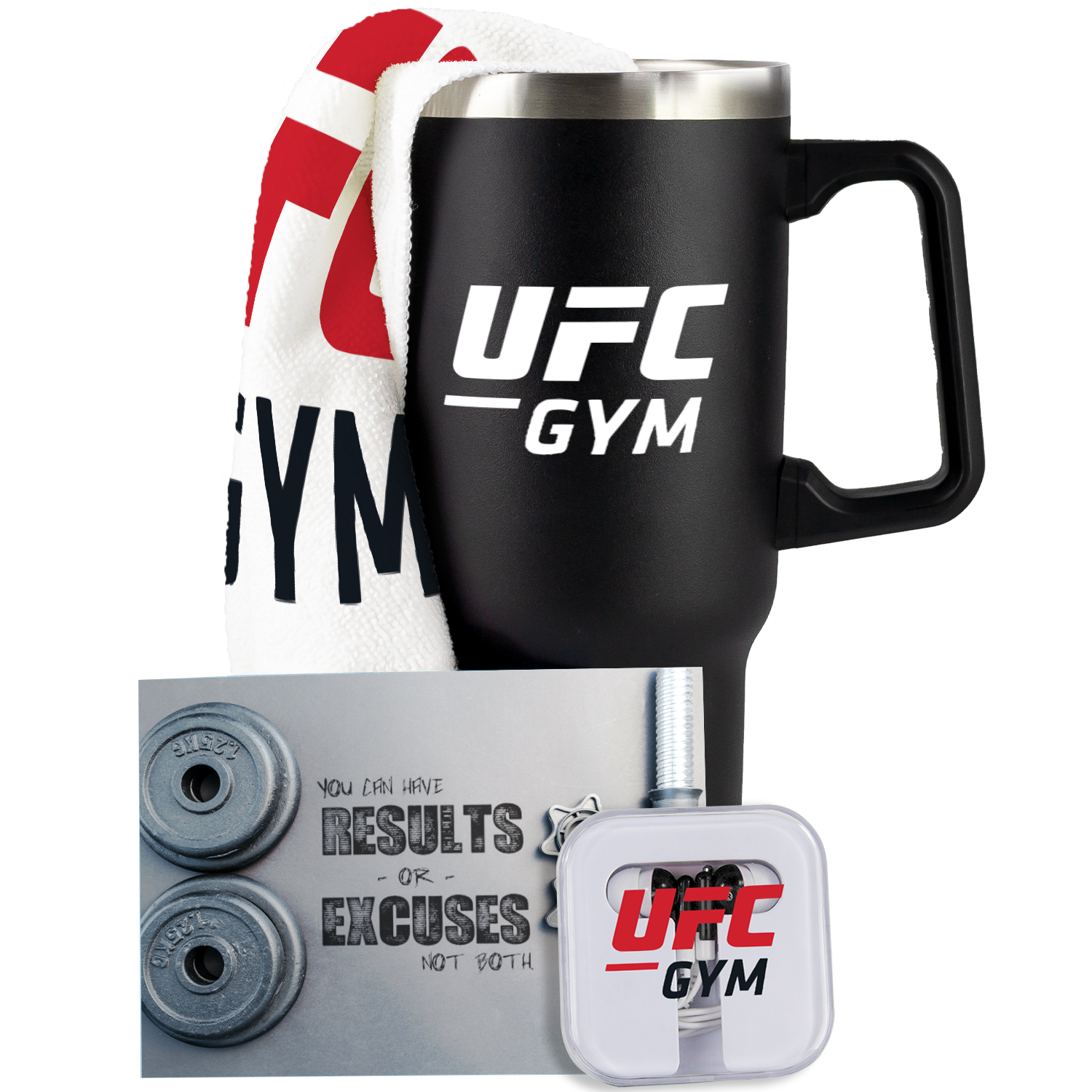 Workout Kit with 40 oz Tumbler, Earbuds & Rally Towel 2