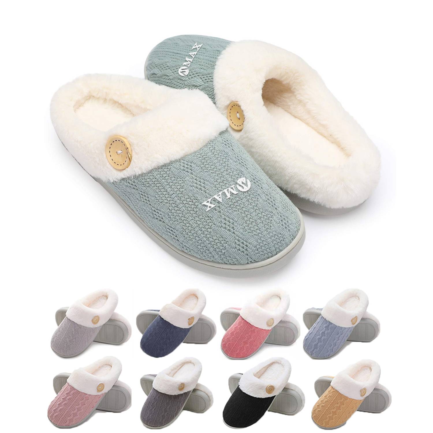 Non-Slip Outdoor Home Memory Cotton Warm Plush Slippers 2