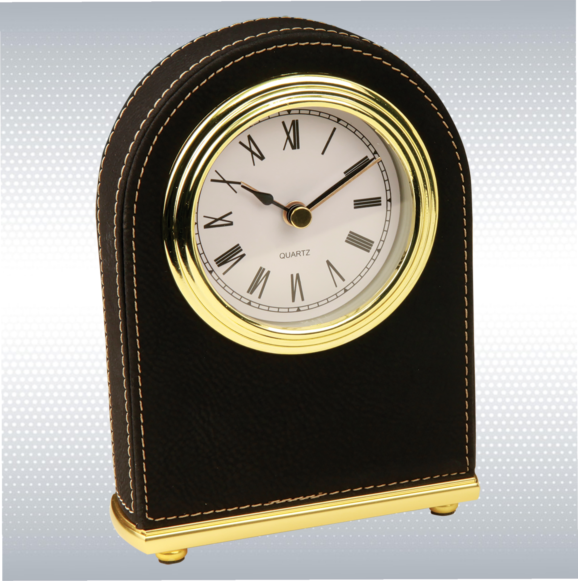 5.5" Light Brown Leatherette Arch Desk Clock 6