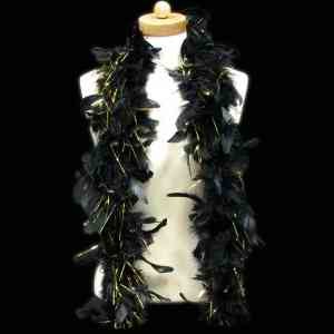 Black Feather Boa with Gold Tinsel 3