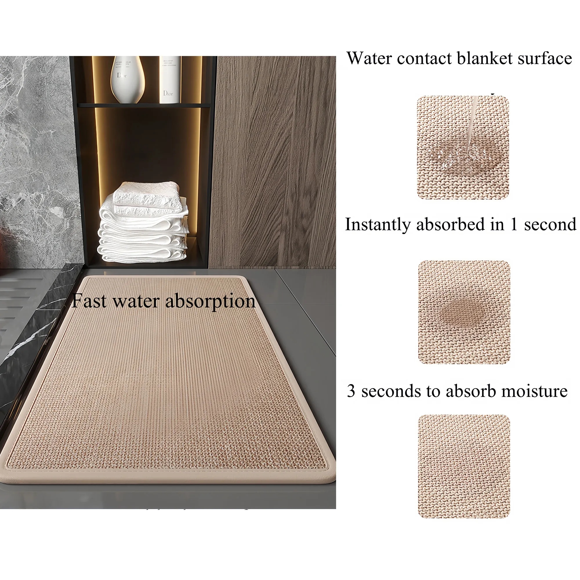 Premium Absorbent Jute Bath Mat With Anti-Slip Backing 3