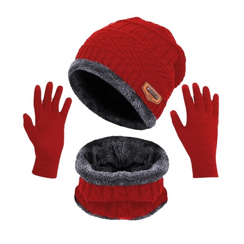 Winter Hat Scarf Touch Screen Gloves Set 1